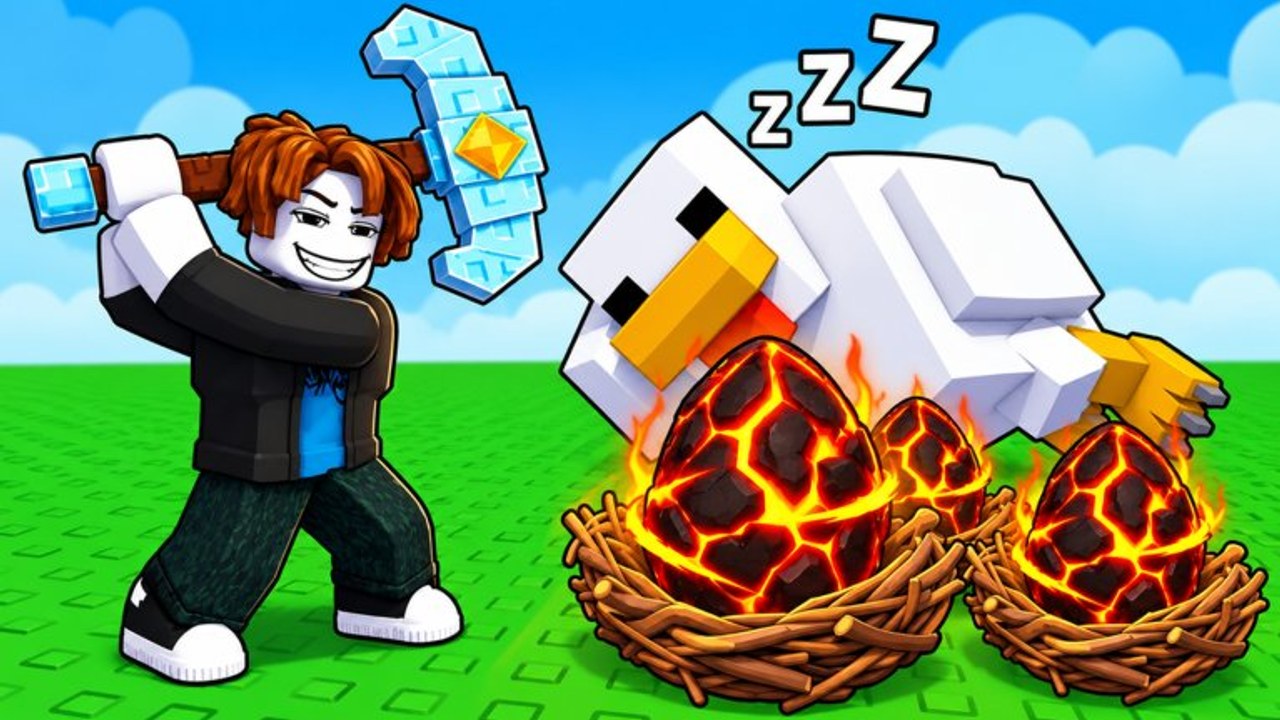 Break and Steal an Egg Roblox screenshot of egg zones and a player breaking nests outside the Safe Zone